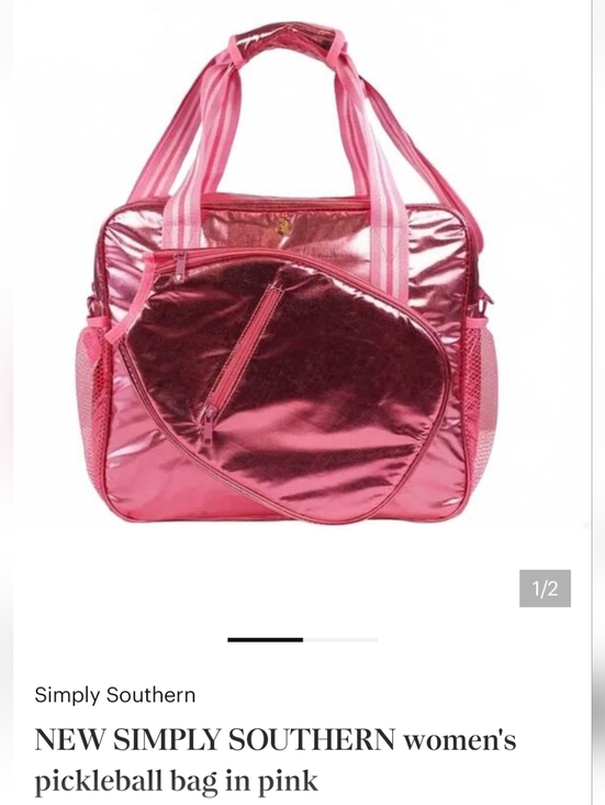 Simply Southern Handbags - Simply Southern Metallic Pink Pickleball Travel Tote NWOT